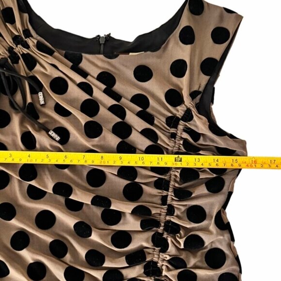 NWT Eva Franco Polkadot Sheath Dress Sz.M Brown Sleeveless Career Cocktail - Picture 9 of 13